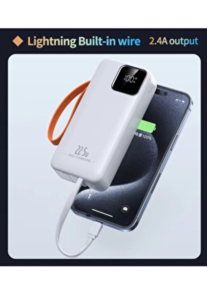30.000 Mah Powerbank Yeni Nesil Kendinden Kablolu 22.5 W Ultra Hizli ve Güçlü Pd Qc 3.0 fiyatları