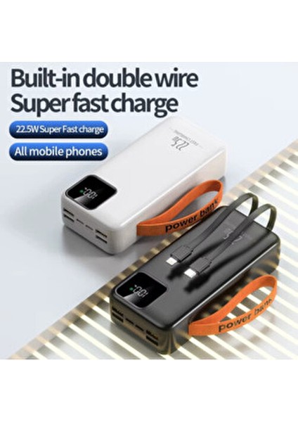 30.000 Mah Powerbank Yeni Nesil Kendinden Kablolu 22.5 W Ultra Hizli ve Güçlü Pd Qc 3.0