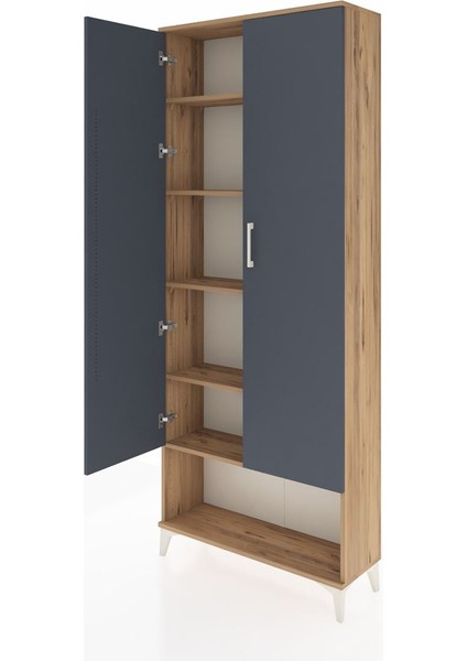 Arges Dolap 5 Raflı 2 Kapaklı 88X30X221 Çam-Antrasit fırsatları