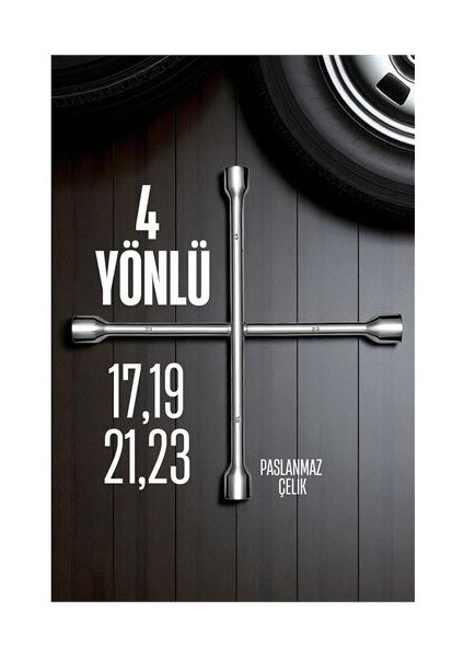 Hsnet Bijon Anahtarı 4 Uçlu Çelik Bijon Anahtarı