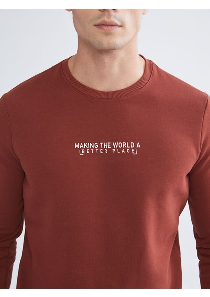 Yeni Sezon Bisiklet Yaka Baskılı Erkek Kalın Sweatshirt modelleri