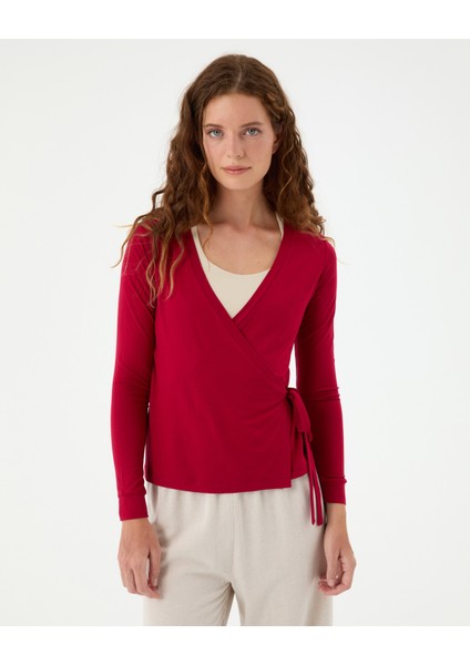 Vişne Anvelop Bağlamalı Bluz