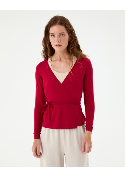 Vişne Anvelop Bağlamalı Bluz indirimleri