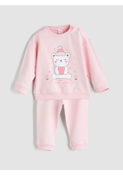 Yeni Sezon Kız Bebek Sweatshirt ve Eşofman Altı 2'li