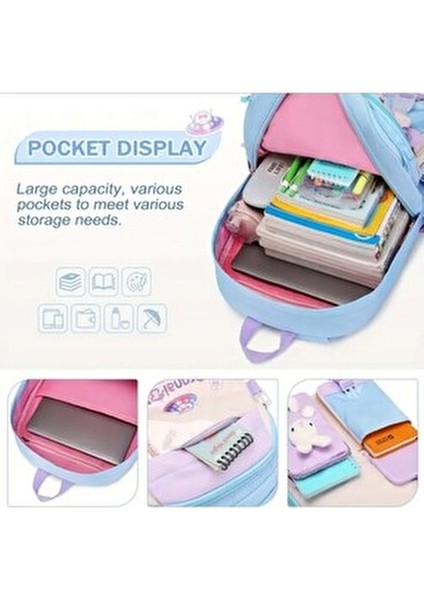 Kız Çocuk İlkokul Sırt Çantası Dayanıklı ve Geniş İç Hacim Pembe 38x28x13 cm