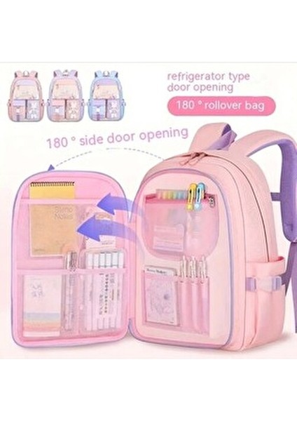 Kız Çocuk İlkokul Sırt Çantası Dayanıklı ve Geniş İç Hacim Pembe 38x28x13 cm
