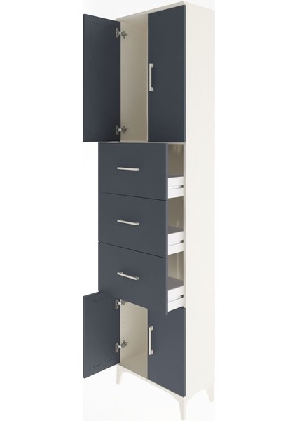 Arges Dolap Tek Raflı 3 Çekmeceli 4 Kapaklı 60X30X243 Aytaşı-Antrasit fırsatları