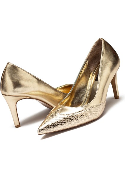 Kadın Parlak Yılan Desenli Topuklu Ayakkabı 3010 modelleri