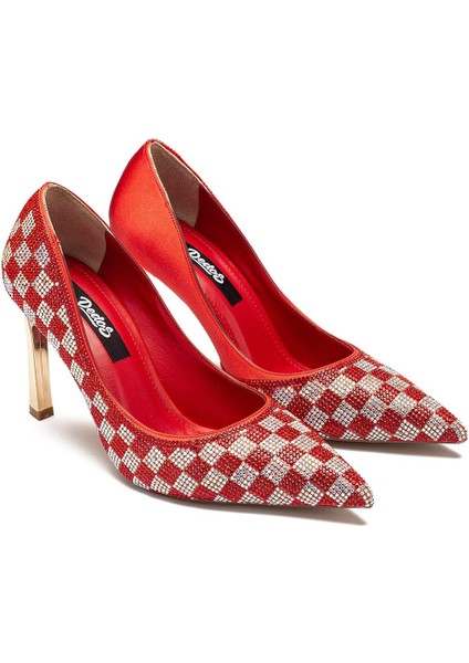 Özel Taş Işlemeli Kadın Topuklu Sivri Burun Abiye Ayakkabı 4015