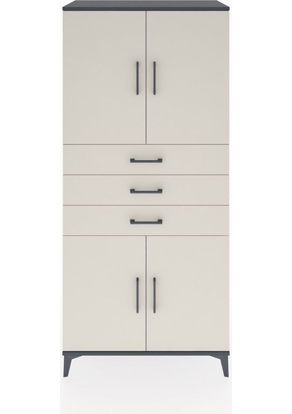 Hyperion Dolap 3 Raflı 3 Çekmeceli 4 Kapaklı 88X44X195 Antrasit-Aytaşı