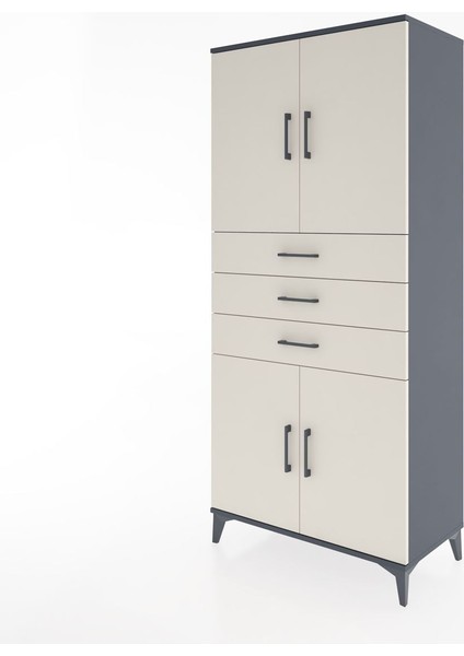 Hyperion Dolap 3 Raflı 3 Çekmeceli 4 Kapaklı 88X44X195 Antrasit-Aytaşı modelleri