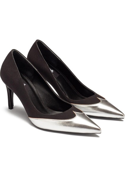 Kadın Parlak Yılan Desenli Topuklu Ayakkabı 3010