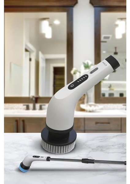 KSC-4229 Şarjlı Döner Başlıklı Temizlik Fırçası 7 Başlıklı Uzatma Çubuklu Temizlik Makinesi