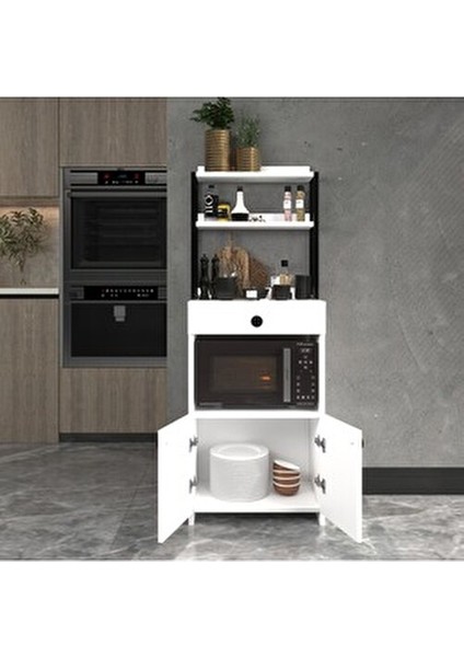 2 Kapaklı Beyaz Çekmeceli Çok Amaçlı Dolap Mutfak Bango Mikrodalga Fırın Mini Fırın Dolabı Alaçatı fiyatları