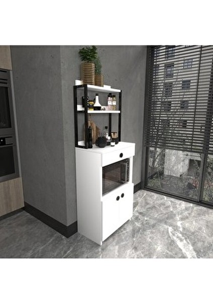 2 Kapaklı Beyaz Çekmeceli Çok Amaçlı Dolap Mutfak Bango Mikrodalga Fırın Mini Fırın Dolabı Alaçatı modelleri