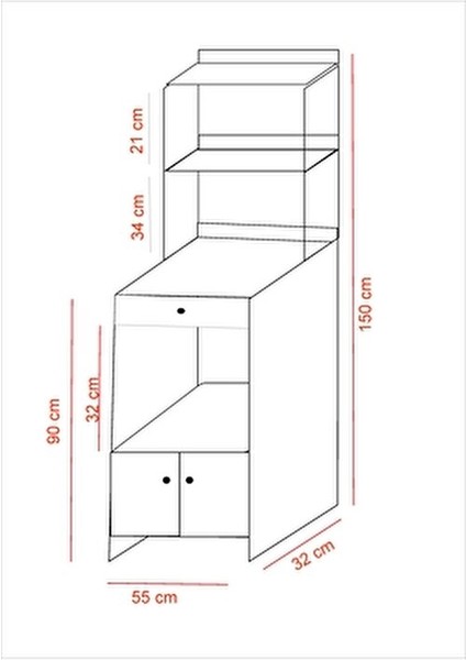 2 Kapaklı Beyaz Çekmeceli Çok Amaçlı Dolap Mutfak Bango Mikrodalga Fırın Mini Fırın Dolabı Alaçatı fırsatları