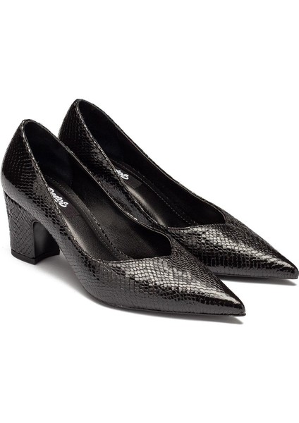 Kadın Yılan Desenli Gündelik Topuklu Ayakkabı 5000