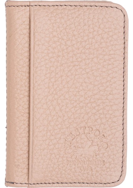 Hakiki Deri Bol Kart Bölmeli Unisex Kartlık - Pudra