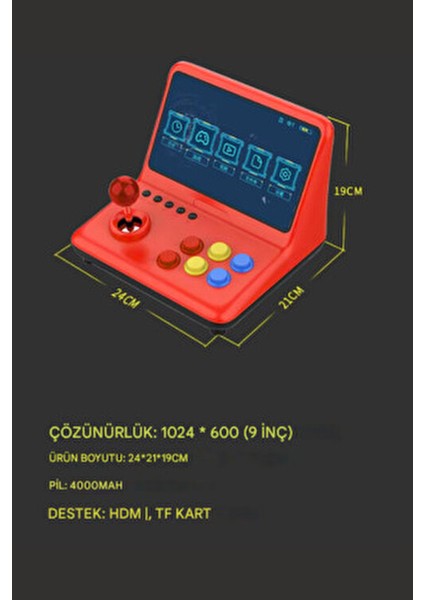 9 Inch 20.000 Adet Oyun Retro Oyun Konsolu Çift Kişilik Tv'ye Görüntü Bağlama El Atarisi Gamepad