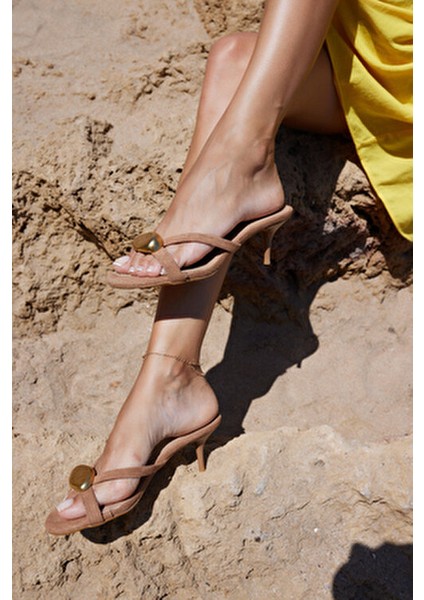 Erice Kadın Taba Ithal Suet 5.5 cm Topuklu Terlık modelleri