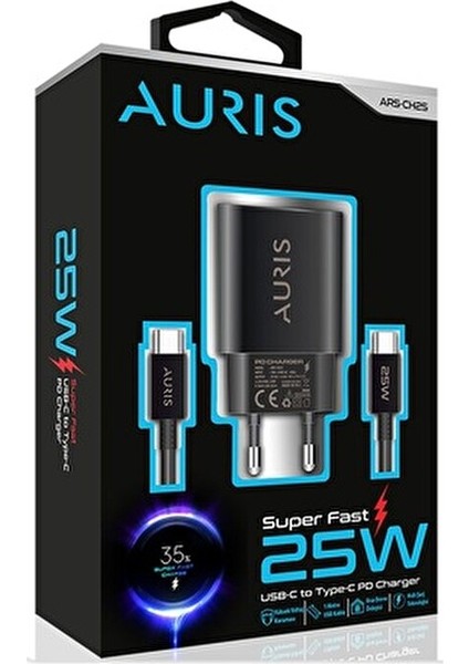 25 Watt Type-C To Type-C Pd Şarj Aleti Seti Başlık USB C Başlık + 1 Mt. Type C Kablolu