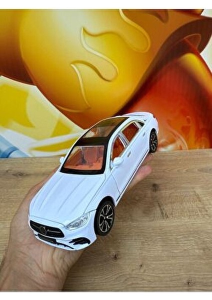Mercedes C200 Metal Araba 22 cm Sesli Işıklı Oyuncak Demir Model Araç Diecast Çek Bırak Mercedes