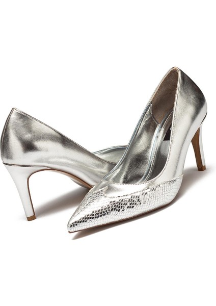 Kadın Parlak Yılan Desenli Topuklu Ayakkabı 3010 fırsatları