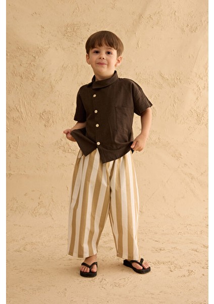 Asimetrik Yakalı Gömlek Acı Kahve