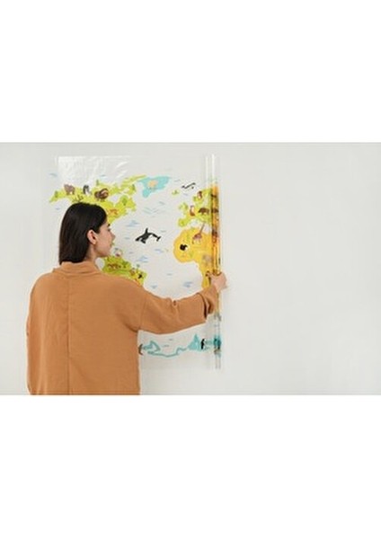 Şeffaf Hayvanlı Dünya Haritası 65 X 98 cm Kalem Hediyeli Renkli Eğlenceli Tasarım fiyatları