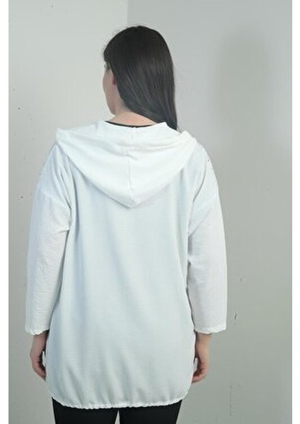 Kadın Kapüşonlu Önü Düğmeli Cepli Fistolu Büyük Beden Hırka indirimleri