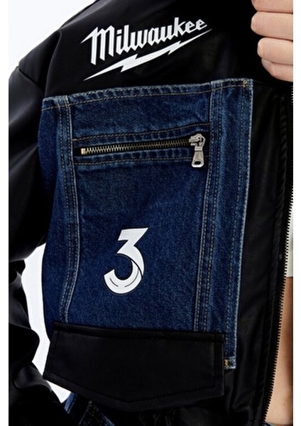 Kadın Oversize Kot Ceket Kolları Deri Garnili Motorcu Montu Baskılı Yarışçı Kolej Bomber Ceket modelleri