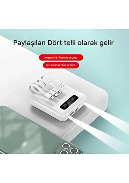 Pw-97 10.000MAH 2.4A, Lcd’li 1xusb-A Dahili Mikro Type-C, Lightning Powerbank modelleri