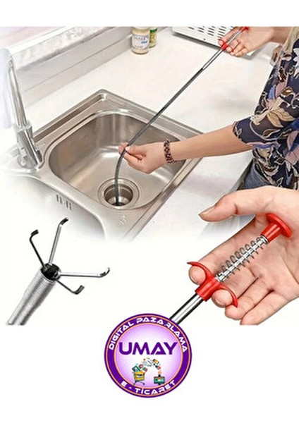 Lavabo Açma Teli 2 Metre Uzunlukta Tıkalı Lavabo Açma İçin 4 Kıskaçlı