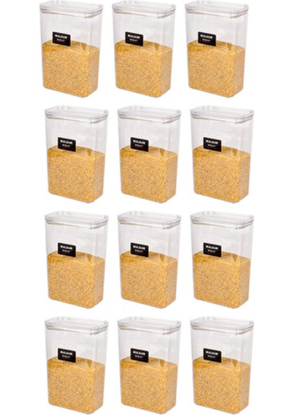 12'li Vakumlu Kapaklı Akrilik Erzak Saklama Kavanozu Kabı ve Kutusu 3 Litre Etiketli fiyatları