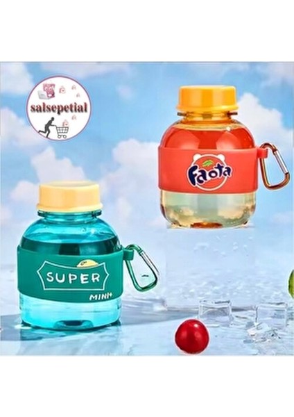Mini Renkli Figürlü Su Şişesi 350ML Plastik Matara Dayanıklı ve Taşınabilir