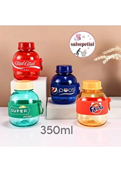 Mini Renkli Figürlü Su Şişesi 350ML Plastik Matara Dayanıklı ve Taşınabilir
