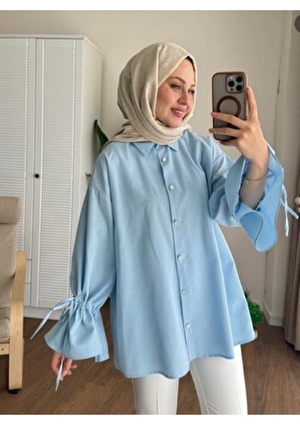 Arkası Pile Detaylı Tesettür Gömlek