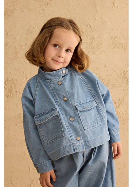 Bomber Denim Ceket Açık Mavi