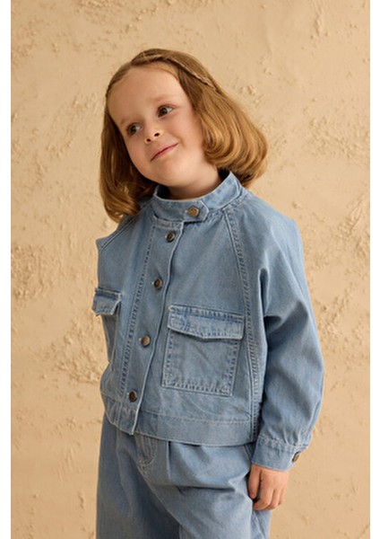 Bomber Denim Ceket Açık Mavi