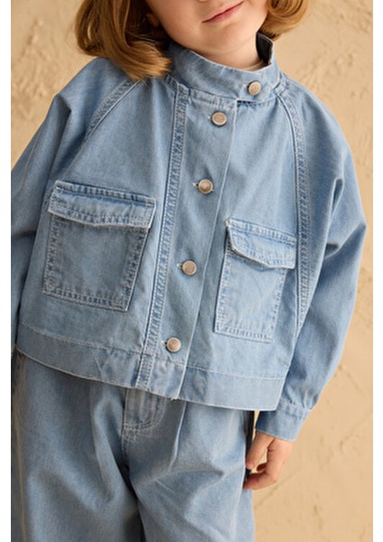 Bomber Denim Ceket Açık Mavi