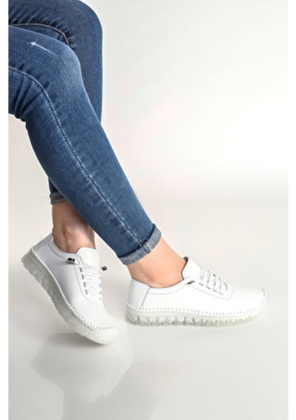 Hakiki Deri Yumuşak Rahat Esnek Bağcıklı Günlük Anne Beyaz Klasik Kadın Ayakkabı fiyatları