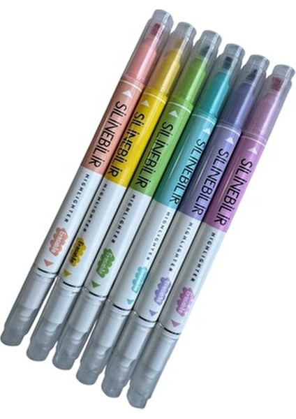 Silinebilir Fosforlu Kalem Seti, 6 Renk, Çift Uçlu Pastel Renkli Işaretleyici modelleri