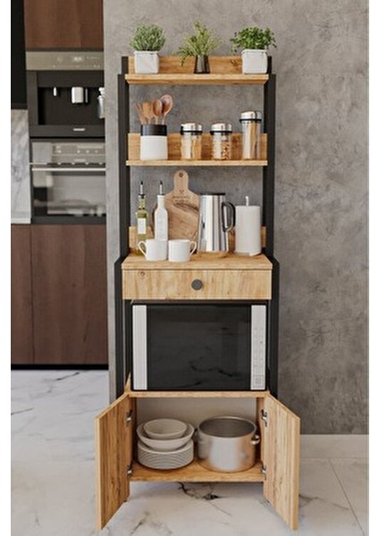 Çekmeceli 2 Kapaklı Çok Amaçlı Dolap Mutfak Bangosu Mikrodalga Fırın Mini Fırın Dolabı fiyatları