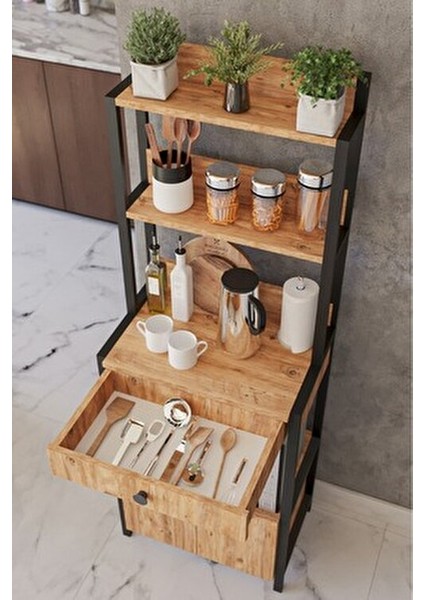 Çekmeceli 2 Kapaklı Çok Amaçlı Dolap Mutfak Bangosu Mikrodalga Fırın Mini Fırın Dolabı modelleri