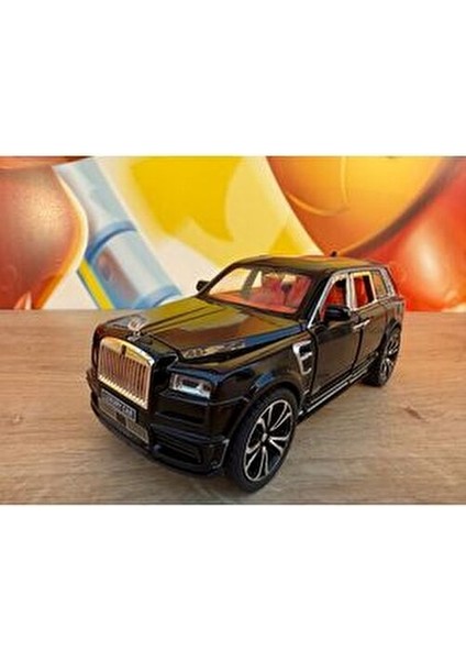 1:24 Çek Bırak Işıklı ve Sesli Rolls Royce Diecast Model Araba Siyah