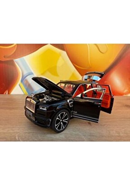 1:24 Çek Bırak Işıklı ve Sesli Rolls Royce Diecast Model Araba Siyah fırsatları