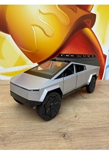 Tesla Cybertruck Diecast 1:24 Büyük Boy Tesla Model Oyuncak Araba Kapılar Açılır Işıklı ve Sesli