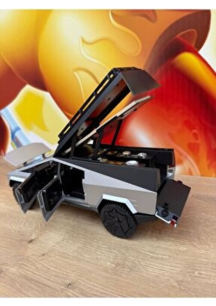 Tesla Cybertruck Diecast 1:24 Büyük Boy Tesla Model Oyuncak Araba Kapılar Açılır Işıklı ve Sesli