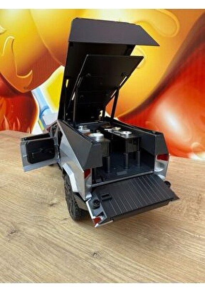 Tesla Cybertruck Diecast 1:24 Büyük Boy Tesla Model Oyuncak Araba Kapılar Açılır Işıklı ve Sesli