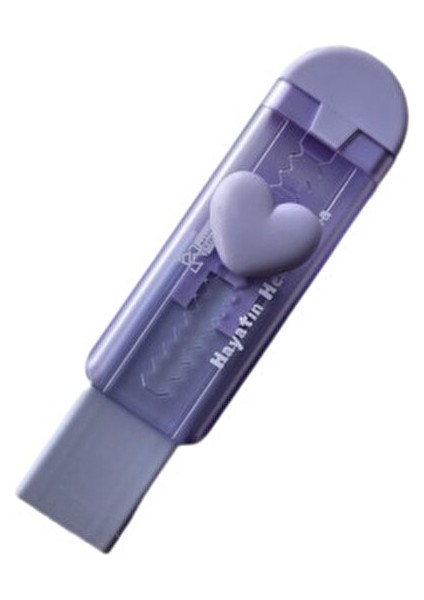 Kalp Şeklinde Xl Jumbo Sürgülü Silgi Falçata Silgi Mor Kalpli (1 Adet)